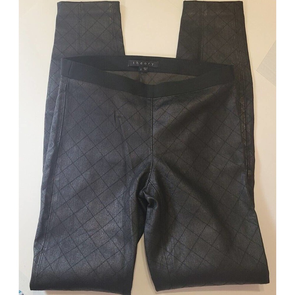 Theory Black Lambskin Leather Leggings Mariota_maximus